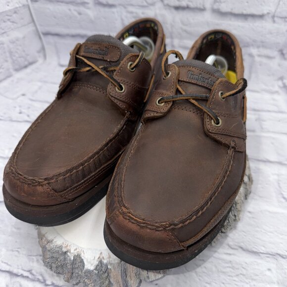 Timberland Mens Size 13W Brown Leather Loafer Boat Shoe 71024 Slip On Casual - Picture 3 of 13